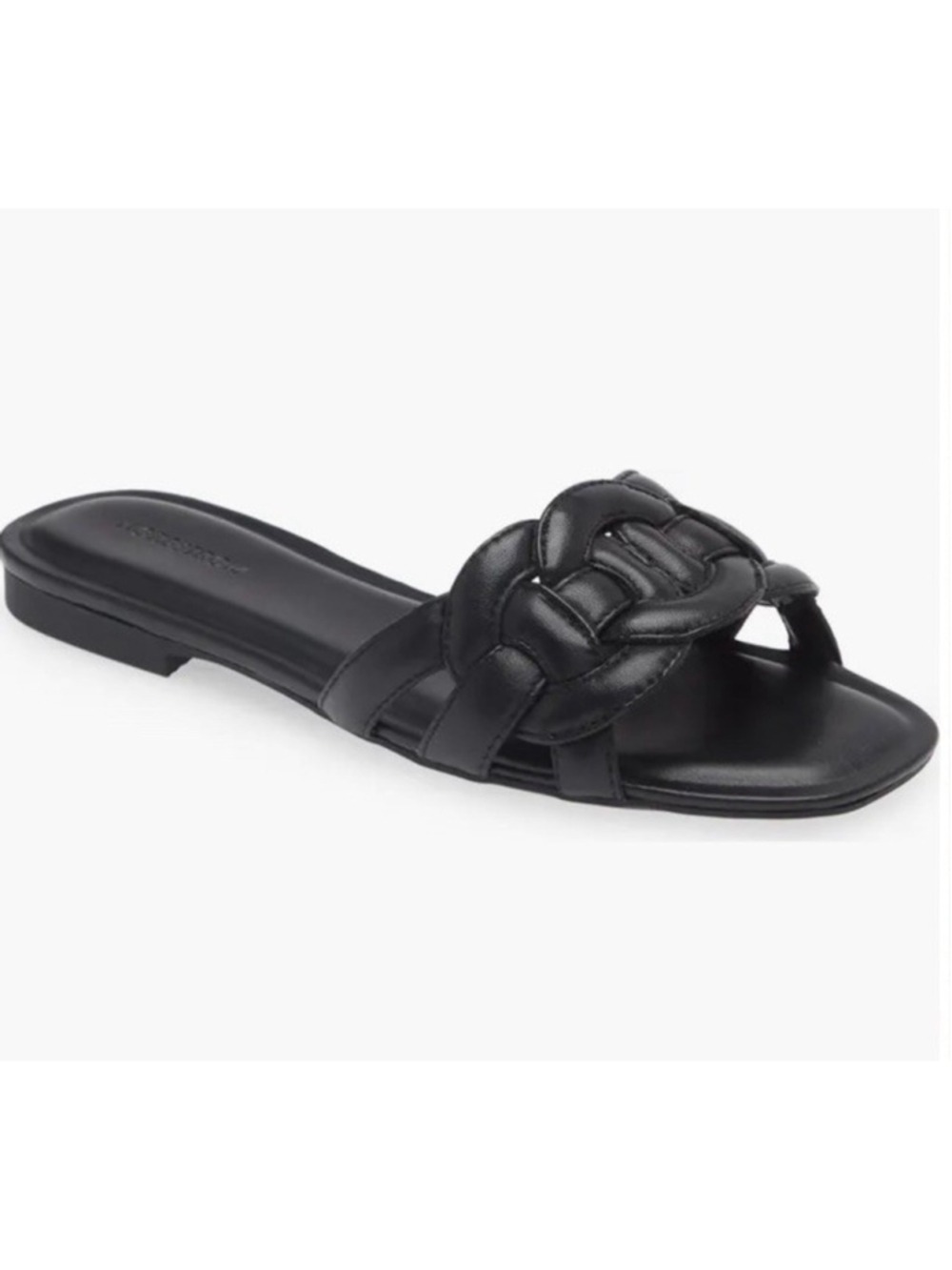Nordstrom Cheynne Black chain-link Slide Sandals Size 8 Minimalist Flat